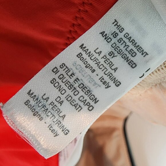 La Perla Underwire One Piece Swimsuit Red Pink Black Mesh Chevron Swimsuit 32C - Picture 10 of 14